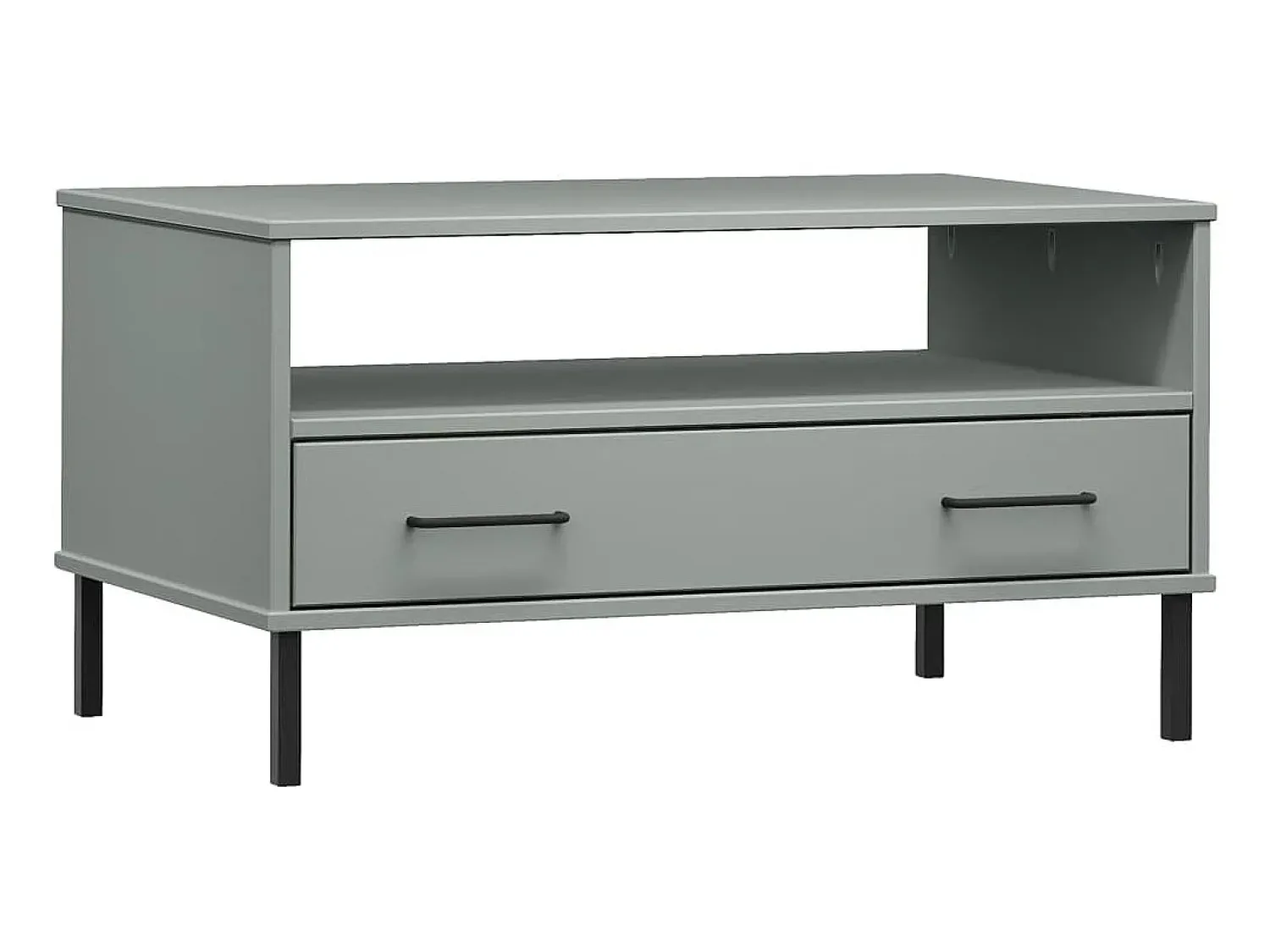 New Mesa centro pernas de metal 85x50x45 madeira maciça OSLO cinza PT636481 Cinzento