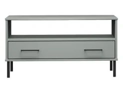 New Mesa centro pernas de metal 85x50x45 madeira maciça OSLO cinza PT636481 Cinzento