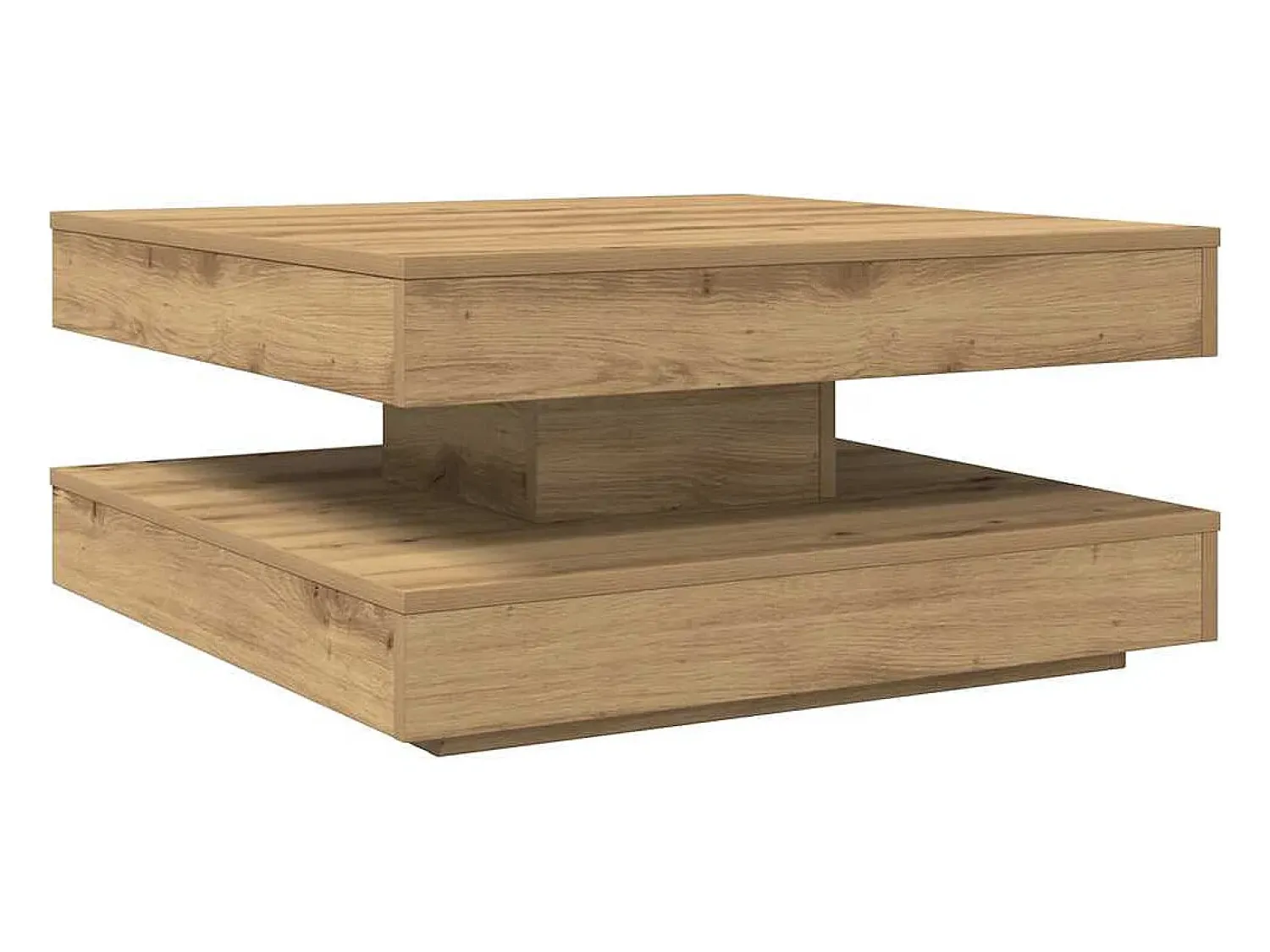 Mesa De Centro*vidaxl Mesa centro rotativa a 360graus 70x70x34,5cm carvalho artisiano Natural claro