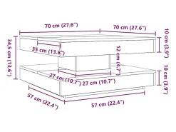 Mesa De Centro*vidaxl Mesa centro rotativa a 360graus 70x70x34,5cm carvalho artisiano Natural claro
