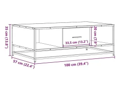 vidaxl Mesa centro 100x57x35 cm deriv. madeira/metal carvalho castanho^ Mesa De Centro