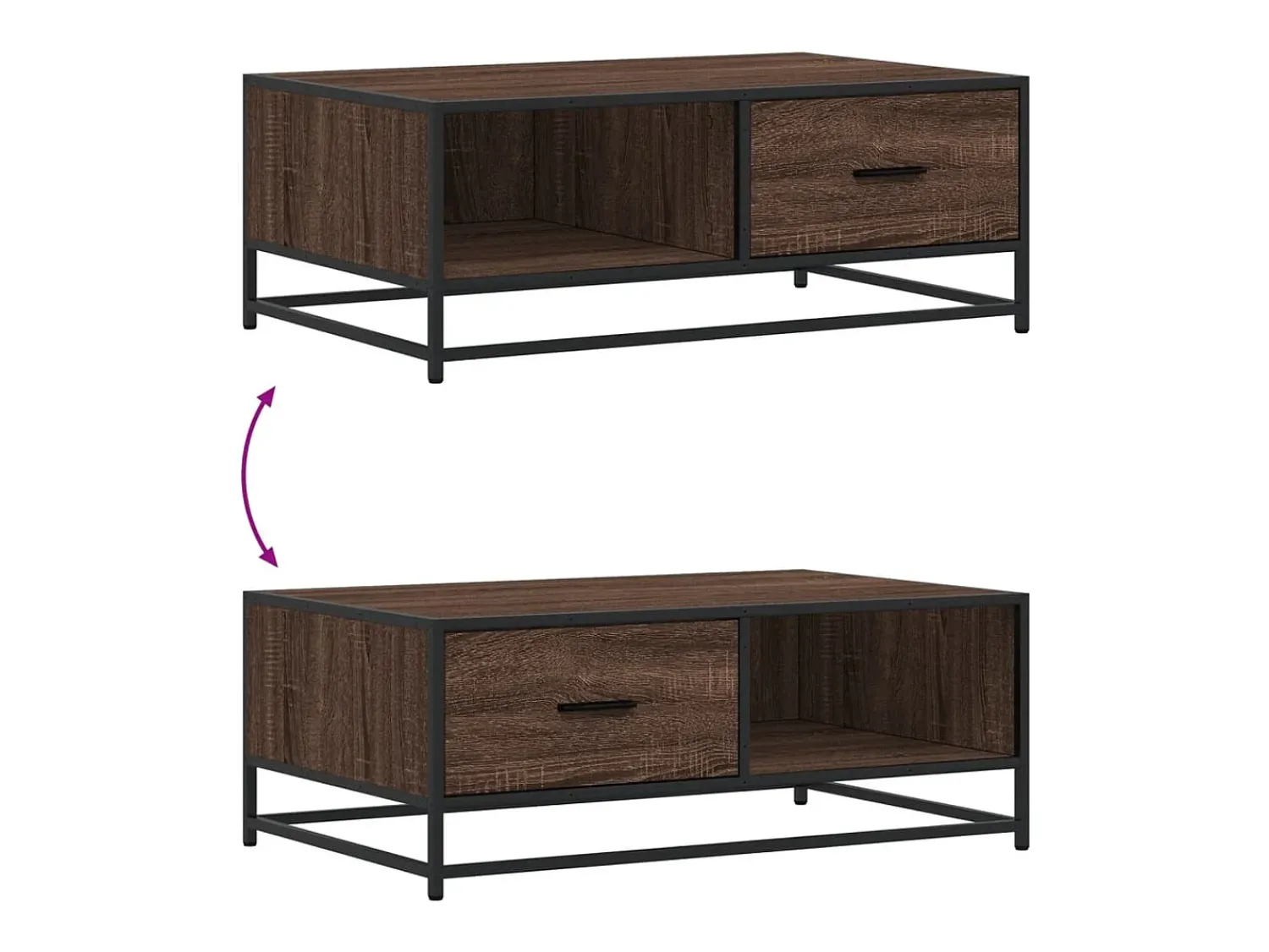vidaxl Mesa centro 90x57x35 cm deriv. madeira/metal carvalho castanho^ Mesa De Centro