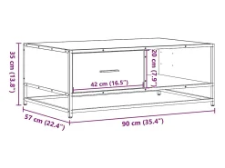vidaxl Mesa centro 90x57x35 cm deriv. madeira/metal carvalho castanho^ Mesa De Centro
