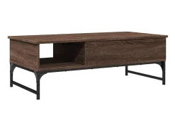 Mesa De Centro|vidaxl Mesa centro 100x50x35 cm deriv. madeira/metal carvalho Castanho
