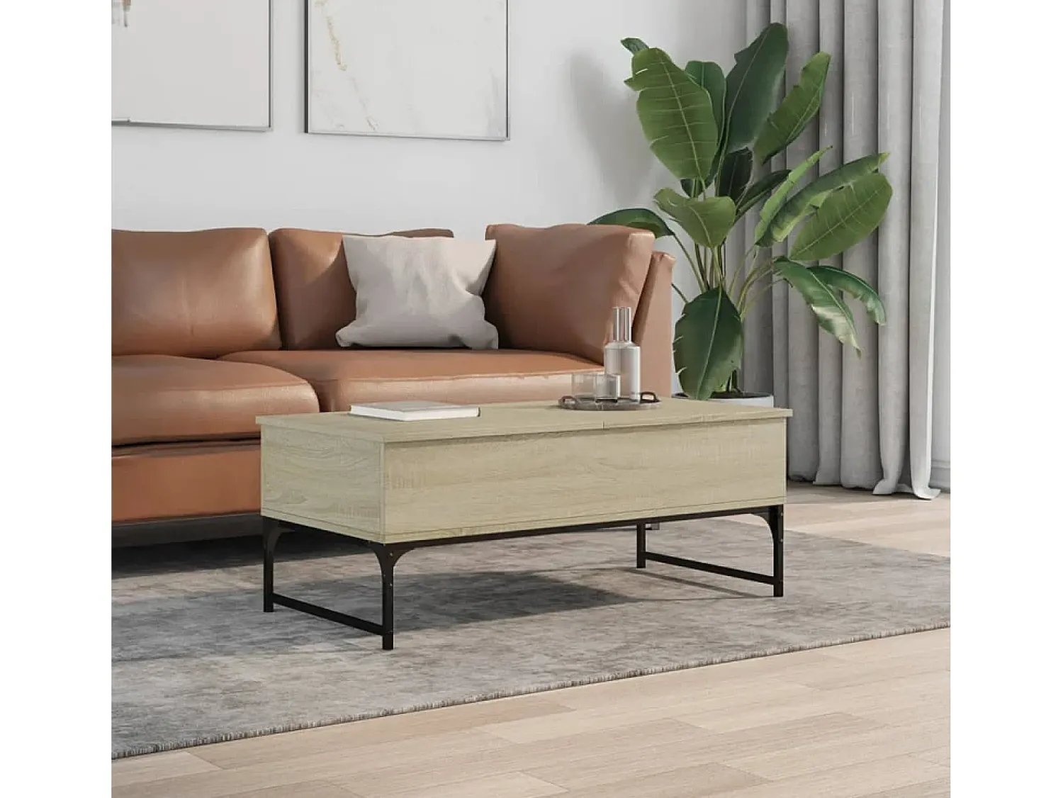 Sale Mesa centro 100x50x40 cm deriv. madeira/metal carvalho sonoma PT975930 Castanho