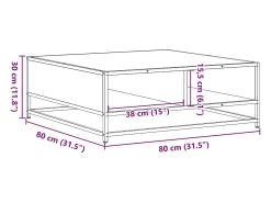 Mesa De Centro|vidaxl Mesa centro 80x80x30 cm deriv. madeira/metal carvalho castanho Natural claro