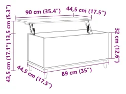 vidaxl Mesa centro 90x44,5x45 cm derivados de madeira brilhante^ Mesa De Centro