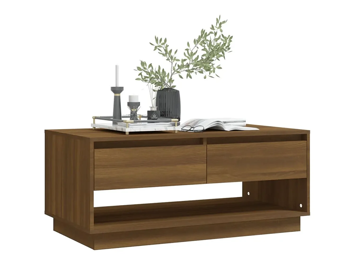 vidaxl Mesa centro 102,5x55x44 cm derivados madeira carvalho castanho^ Mesa De Centro