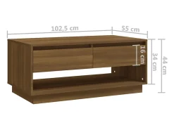 vidaxl Mesa centro 102,5x55x44 cm derivados madeira carvalho castanho^ Mesa De Centro