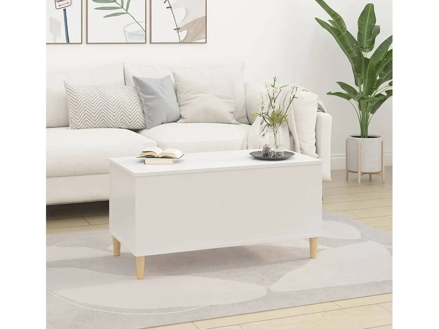 Mesa De Centro* Mesa centro 90x44,5x45 cm derivados de madeira brilhante PT643811 Branco