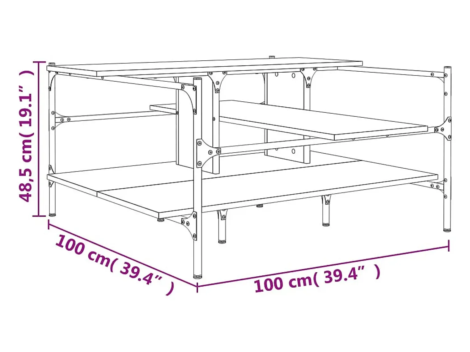 Discount vidaxl Mesa centro 100x100x48,5 cm derivados madeira carvalho castanho Natural claro