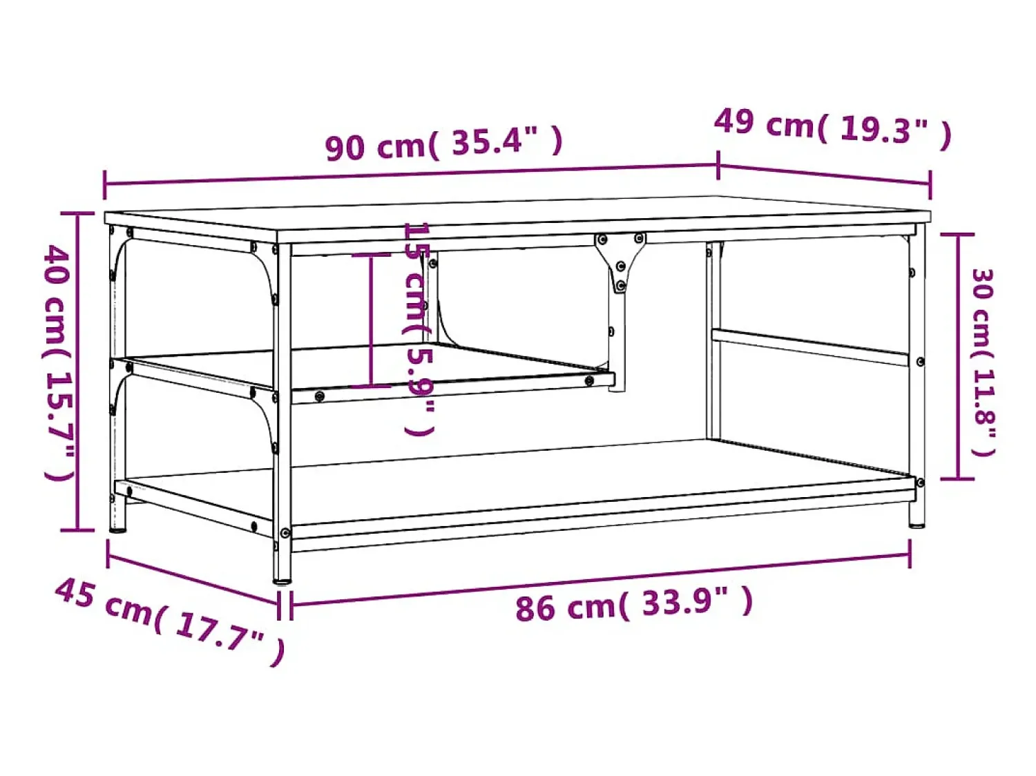 Mesa De Centro|vidaxl Mesa centro 90x49x40 cm derivados de madeira carvalho castanho Natural claro