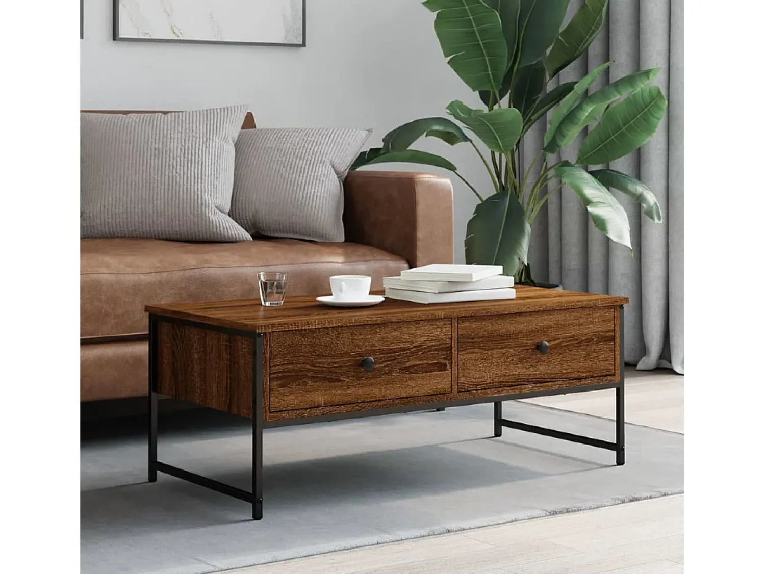 Mesa De Centro| Mesa centro 101x49x39,5 cm derivados madeira carvalho PT866735 Castanho