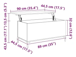 vidaxl Mesa centro 90x44,5x45 cm derivados de madeira brilhante^ Mesa De Centro