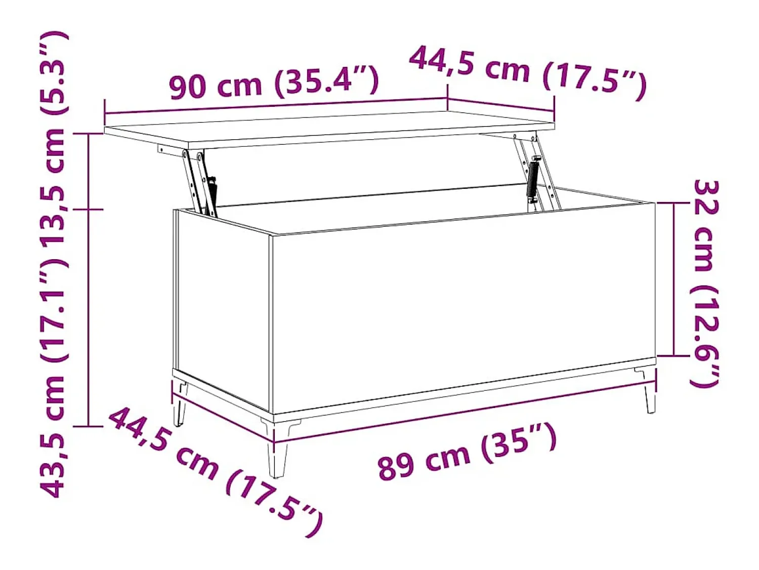 vidaxl Mesa centro 90x44,5x45 cm derivados de madeira brilhante^ Mesa De Centro
