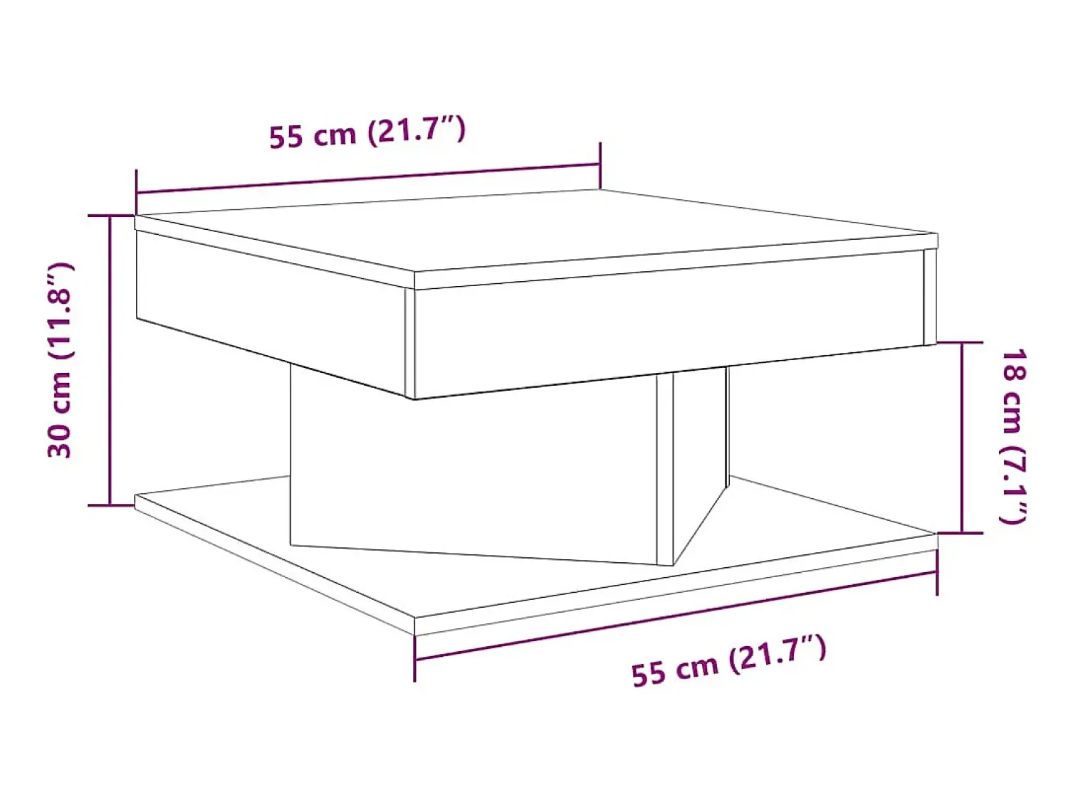 vidaxl Mesa centro 55x55x30 cm derivados de madeira carvalho artisiano^ Mesa De Centro