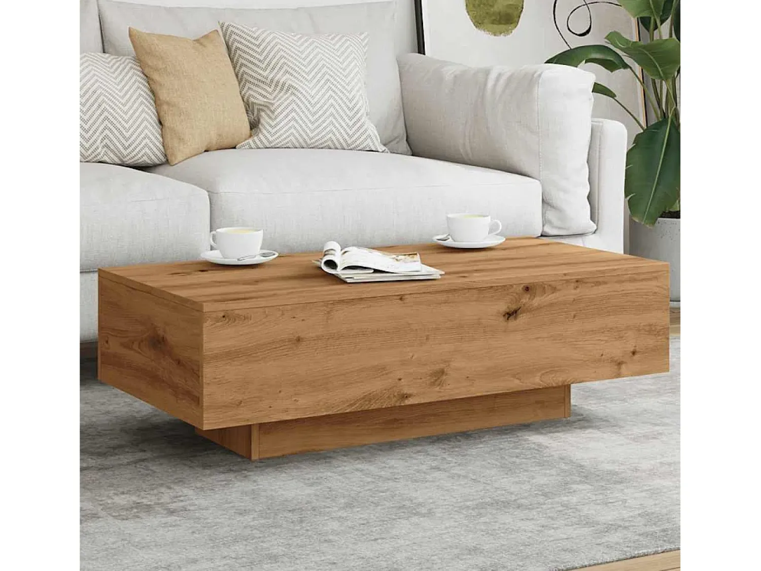 vidaxl Mesa centro 100x49,5x31 cm derivados madeira carvalho artisiano^ Mesa De Centro