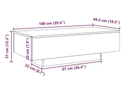 vidaxl Mesa centro 100x49,5x31 cm derivados madeira carvalho artisiano^ Mesa De Centro