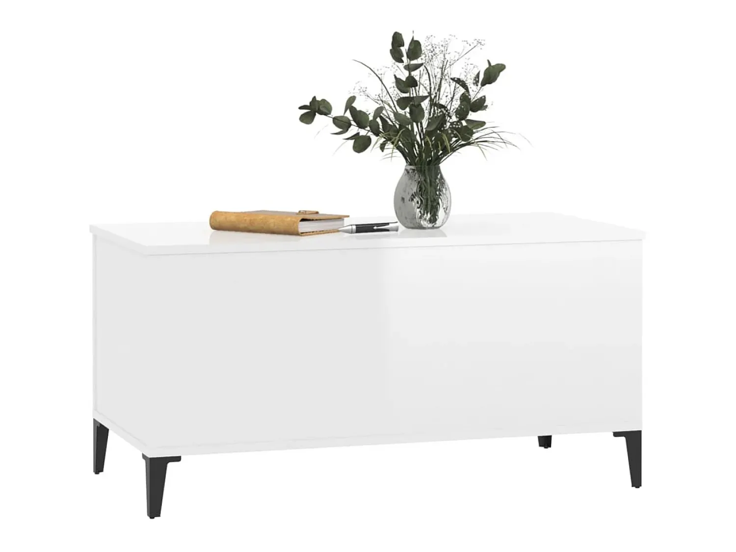 Mesa De Centro| Mesa centro 90x44,5x45 cm derivados de madeira brilhante PT369659 Branco
