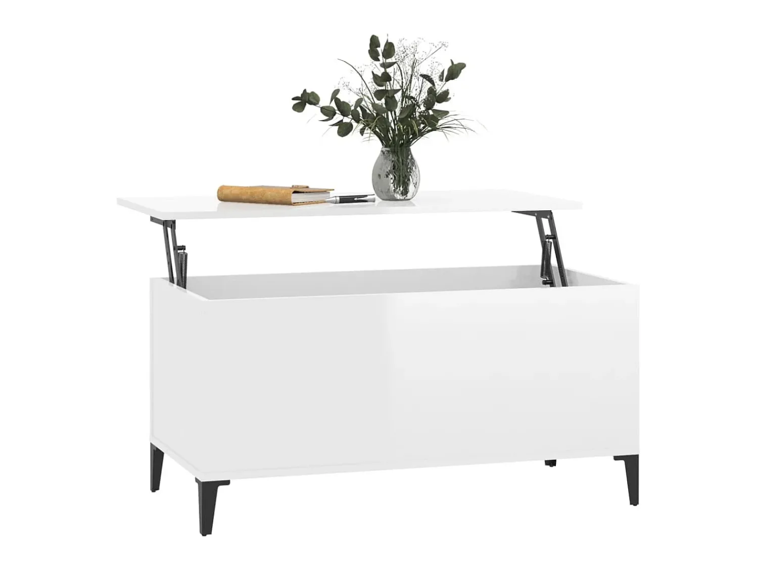 Mesa De Centro| Mesa centro 90x44,5x45 cm derivados de madeira brilhante PT369659 Branco