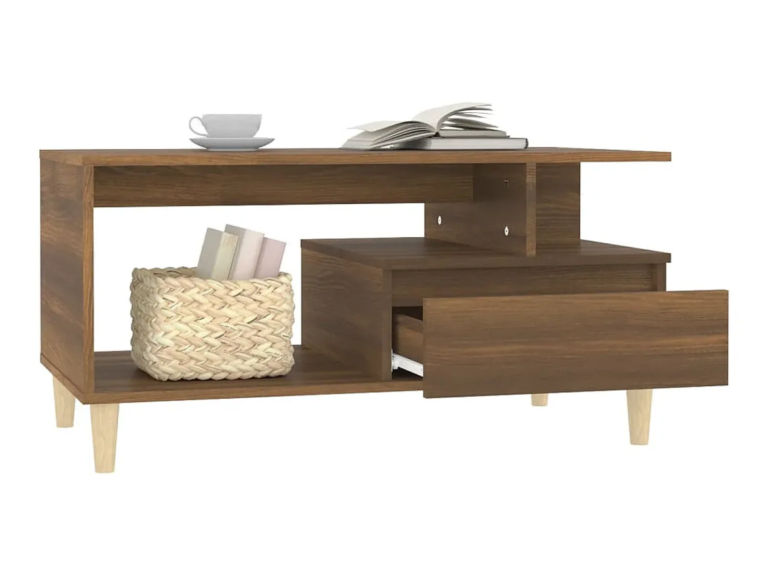 Mesa De Centro| Mesa centro 90x49x45 cm derivados de madeira carvalho PT112388 Castanho
