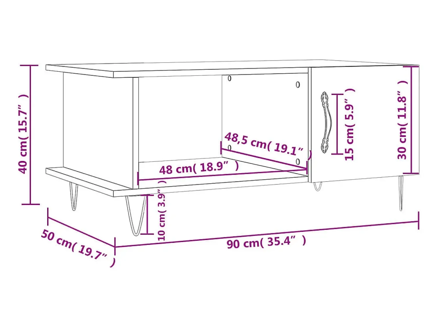 Mesa De Centro*vidaxl Mesa centro 90x50x40 cm derivados de madeira carvalho castanho Natural claro
