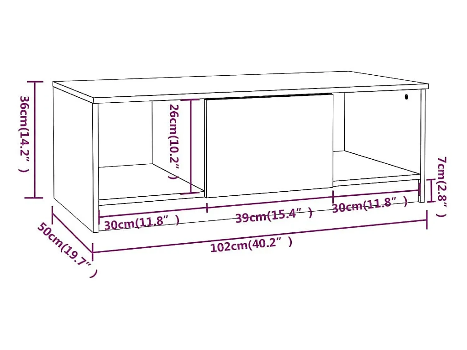 Mesa De Centro*vidaxl Mesa centro 102x50x36 cm derivados de madeira carvalho castanho Natural claro