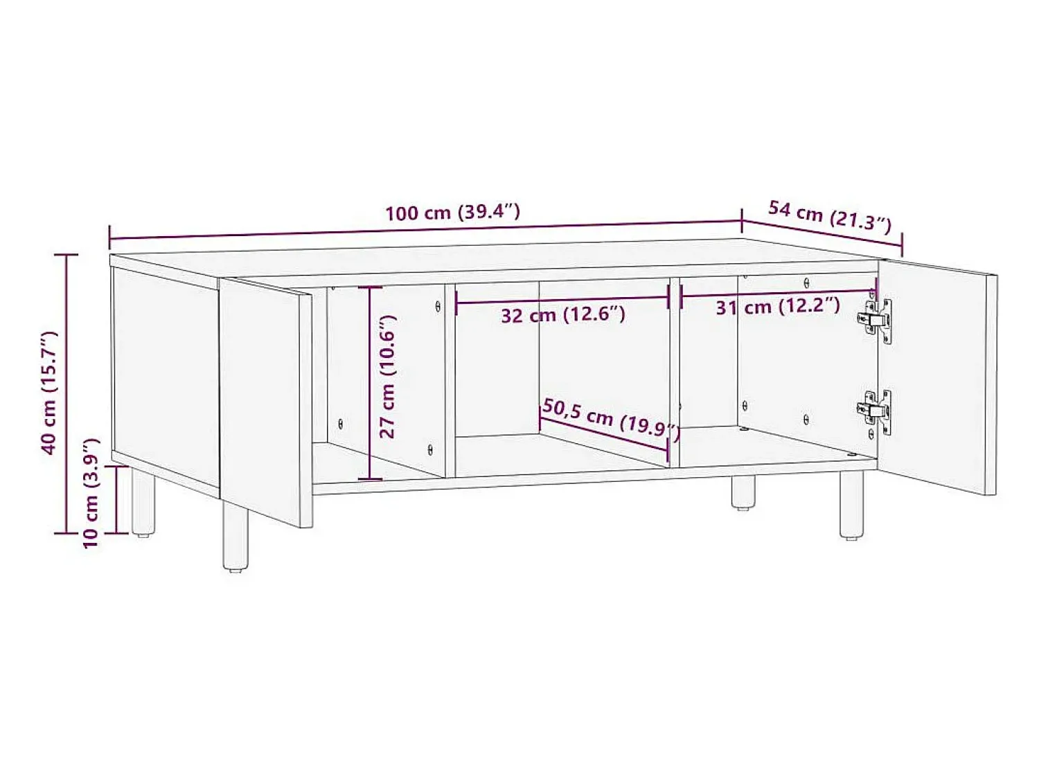 Sale vidaxl Mesa centro 100x54x40 cm madeira mangueira áspera maciça Preto