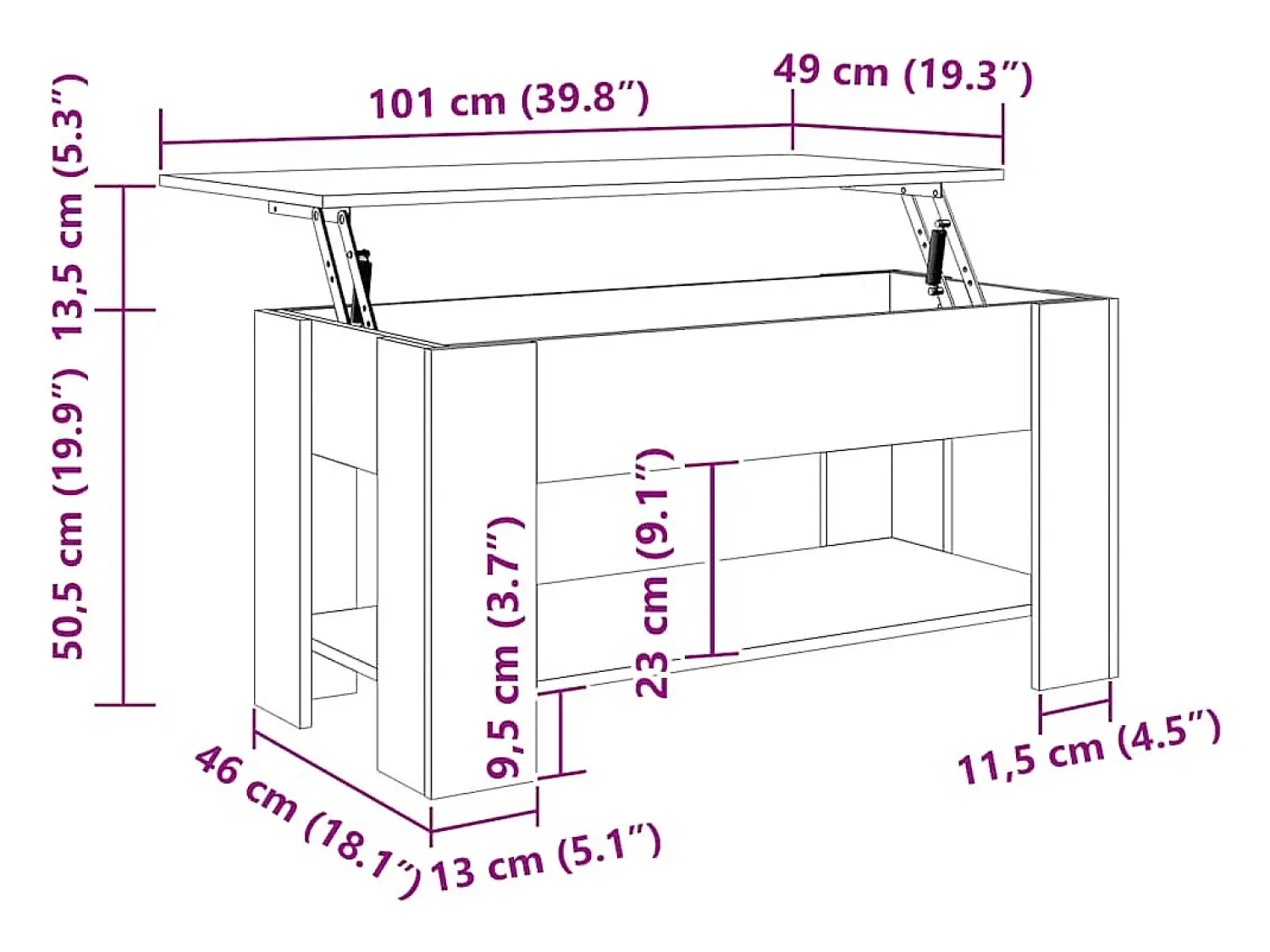 vidaxl Mesa centro 101x49x52 cm madeira processada carvalho sonoma^ Mesa De Centro