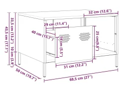 vidaxl Mesa centro 68,5x50x43,5cm aço laminado a frio mostarda^ Mesa De Centro