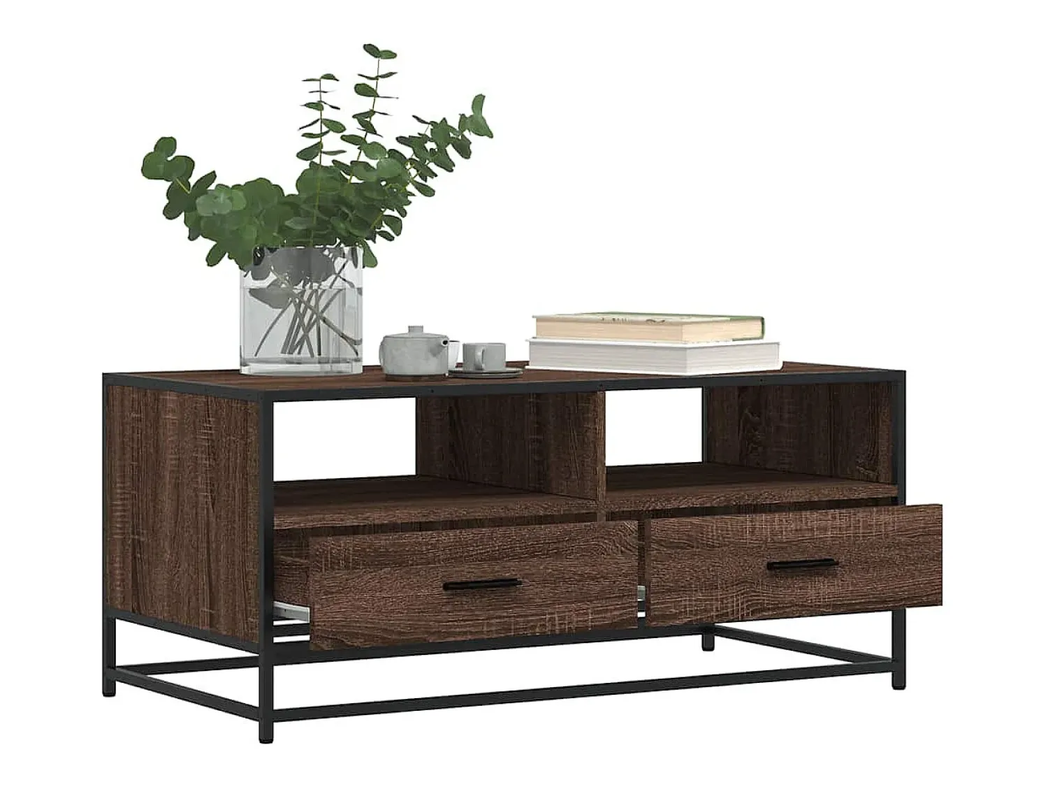 Mesa De Centro*vidaxl Mesa centro 100x50x45cm deriv. madeira/metal carvalho castanho Natural claro