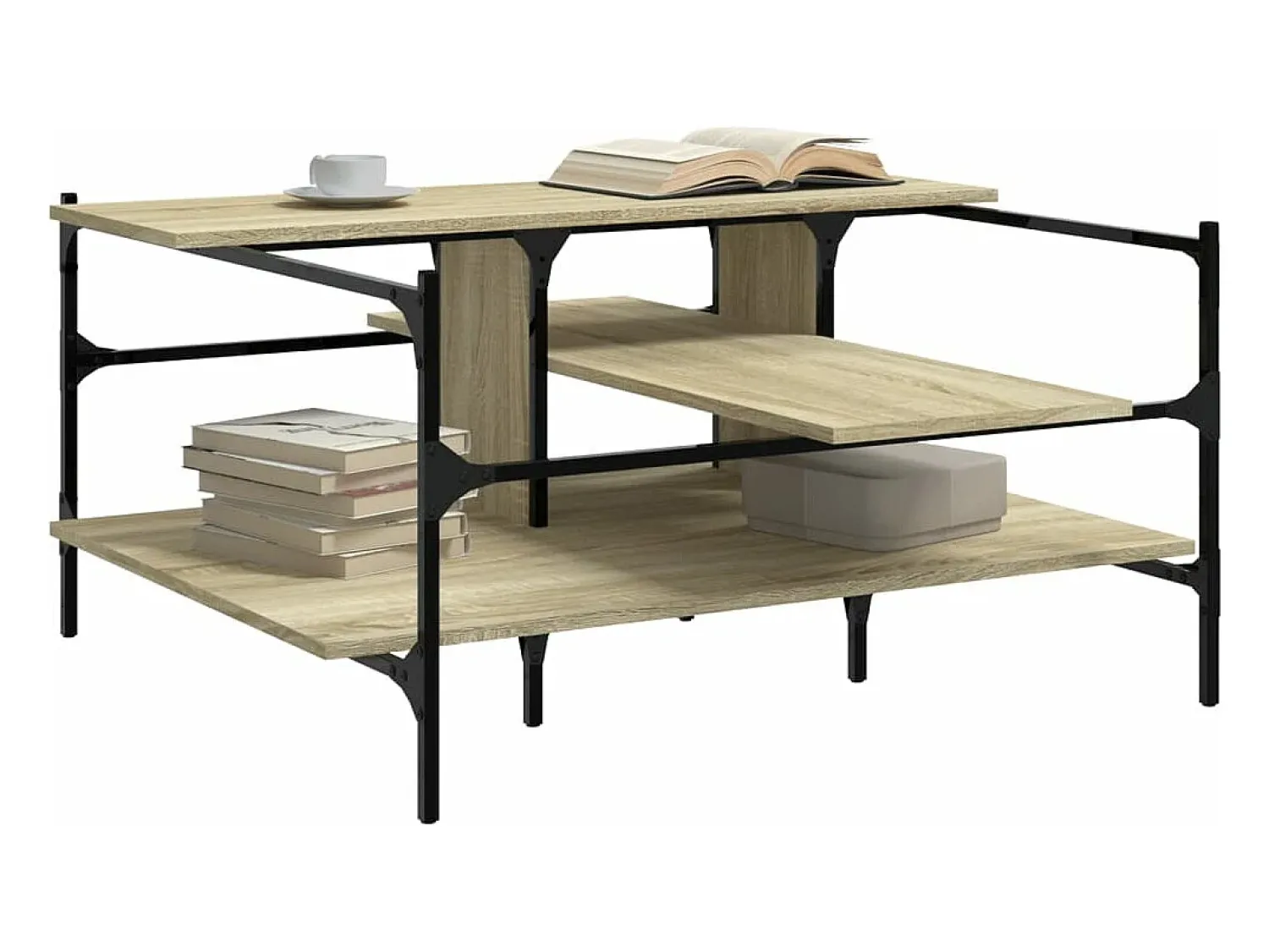 Mesa De Centro* Mesa centro 100x100x48,5cm derivados madeira de carvalho sonoma PT669271 Castanho