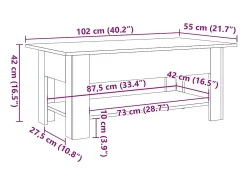Mesa De Centro|vidaxl Mesa centro 102x55x42cm derivados de madeira carvalho artisiano Castanho