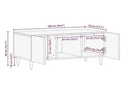 Mesa De Centro*vidaxl Mesa centro 100x54x40cm madeira mangueira maciça claro Cinzento