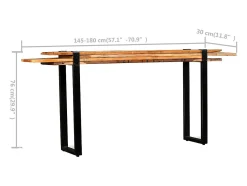 New vidaxl Mesa consola ajustável em madeira maciça recuperada Multicor