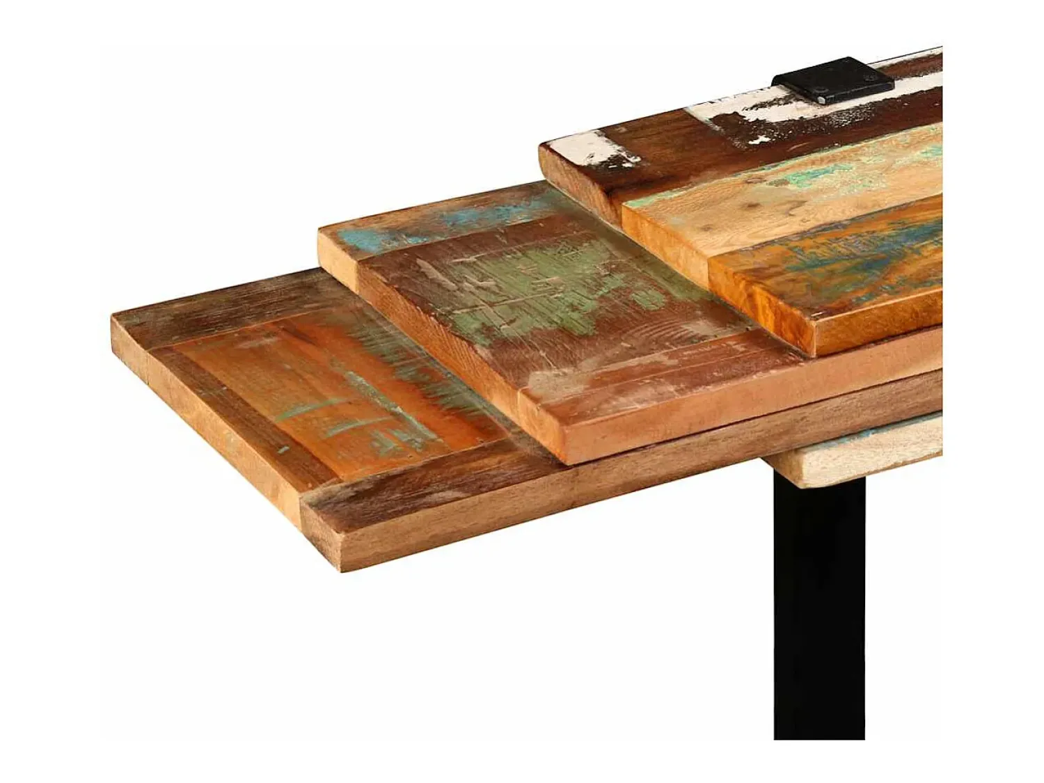 New vidaxl Mesa consola ajustável em madeira maciça recuperada Multicor