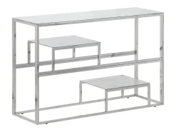 Consola|vidaxl Mesa consola aço inoxidável e vidro temperado Prateado