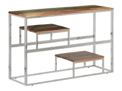vidaxl Mesa consola aço inoxidável/madeira recuperada maciça^ Consola