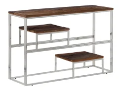 Discount Mesa consola aço inoxidável/madeira ferroviária maciça PT789583 Prateado