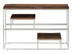 Discount Mesa consola aço inoxidável/madeira ferroviária maciça PT789583 Prateado