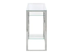 Mesa consola aço inoxidável e vidro temperado PT484482 Prateado