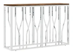 Discount Mesa consola aço inoxidável e madeira recuperada maciça PT848804 Prateado