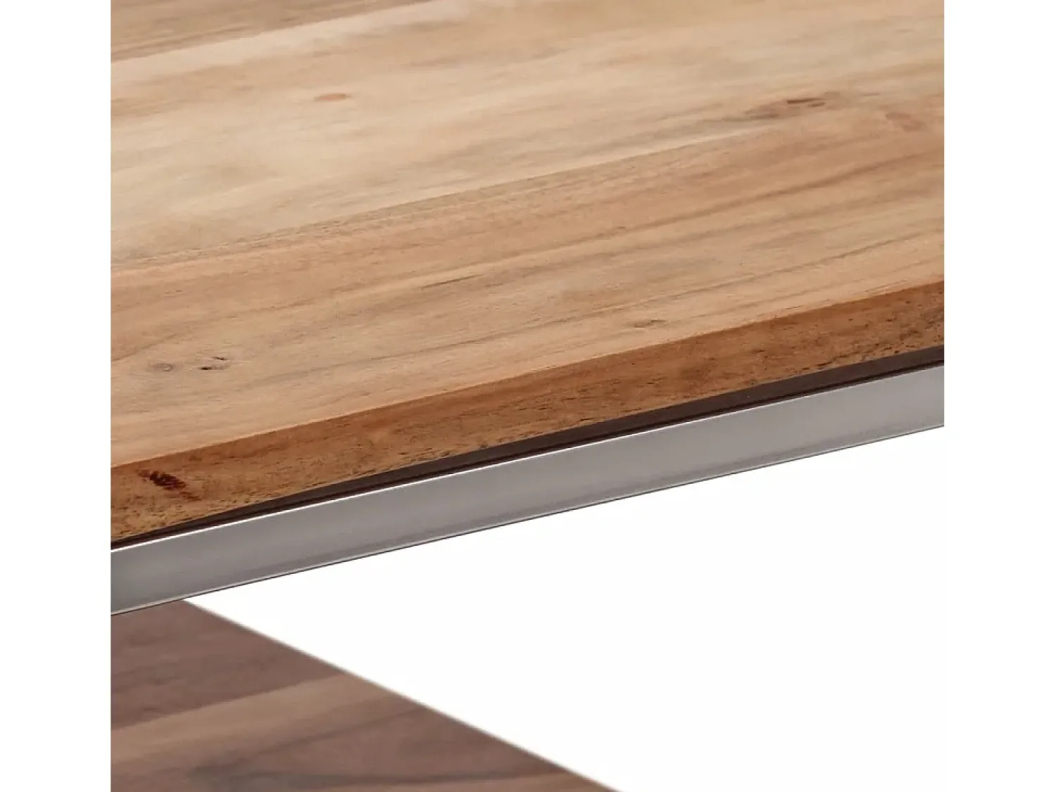 Consola|vidaxl Mesa consola aço inoxidável/madeira de acácia maciça Prateado