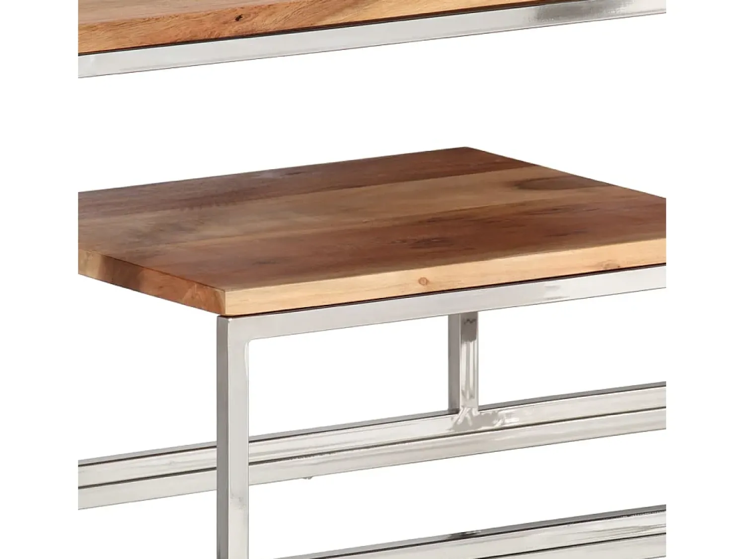 Consola|vidaxl Mesa consola aço inoxidável/madeira de acácia maciça Prateado