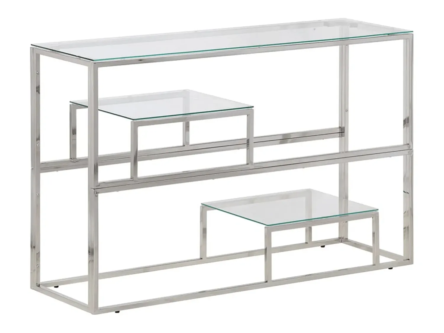 Consola*vidaxl Mesa consola aço inoxidável e vidro temperado Prateado