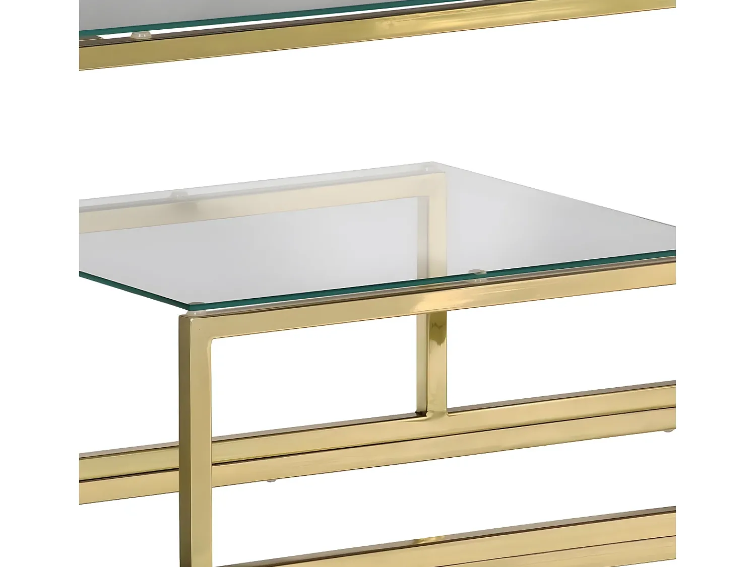 Outlet Mesa consola aço inoxidável e vidro temperado PT333148 Dourado