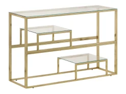 Outlet Mesa consola aço inoxidável e vidro temperado PT333148 Dourado