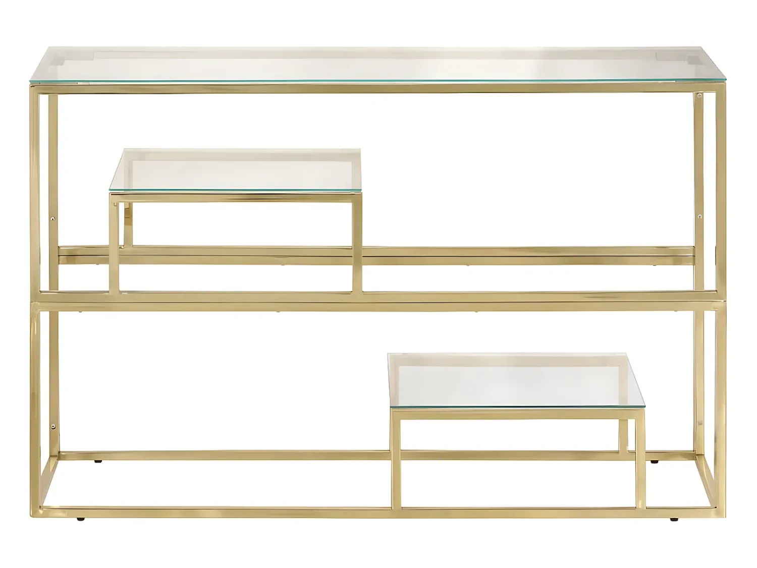 Outlet Mesa consola aço inoxidável e vidro temperado PT333148 Dourado