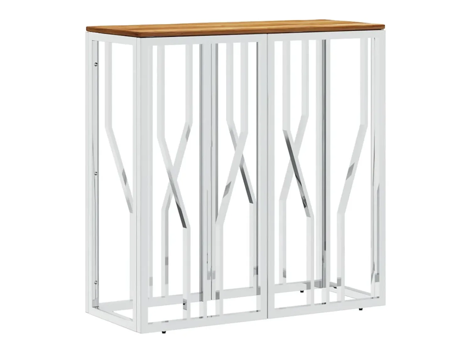 Online vidaxl Mesa consola aço inoxidável/madeira de acácia maciça Prateado