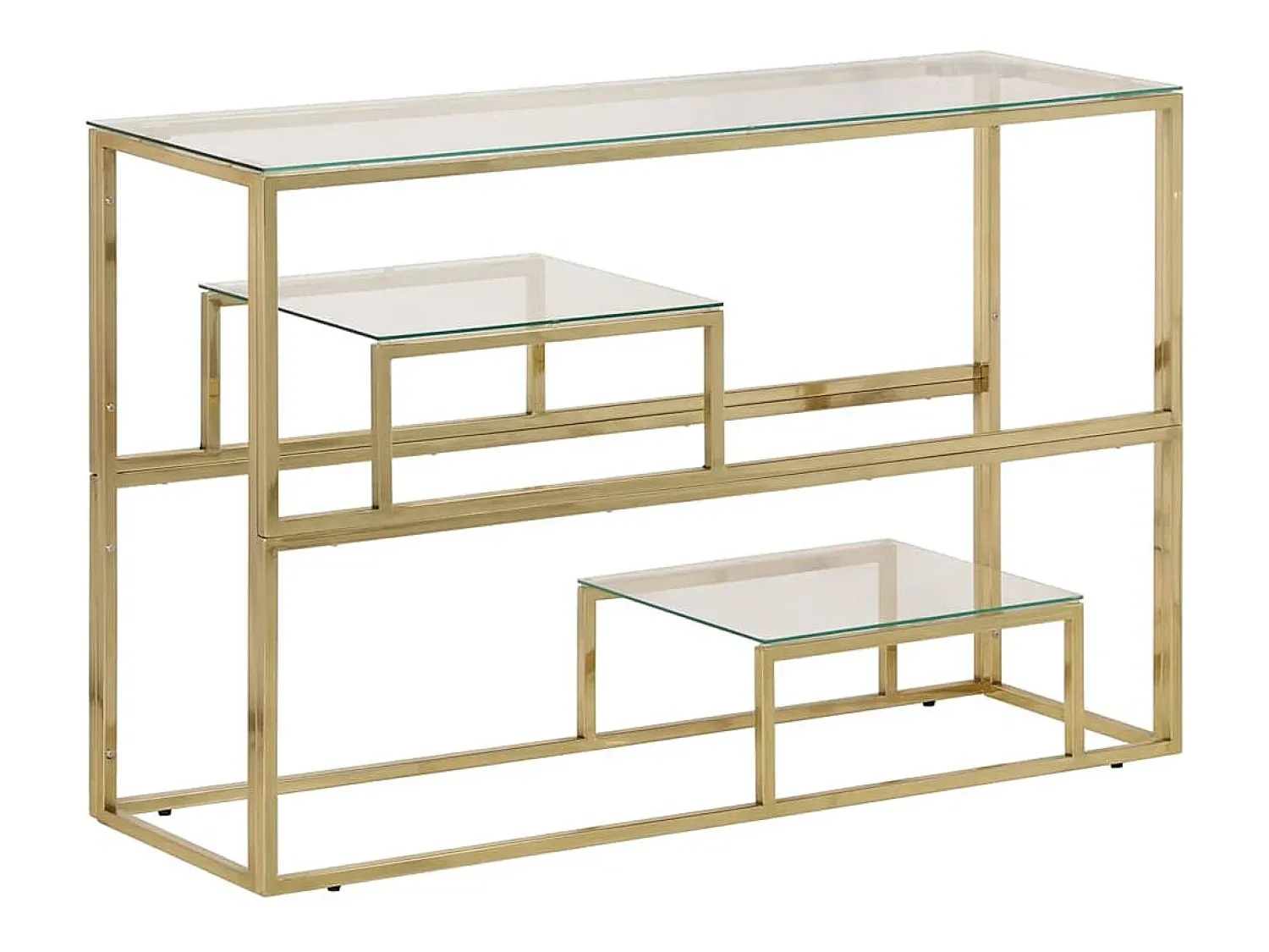 Hot vidaxl Mesa consola aço inoxidável e vidro temperado Dourado